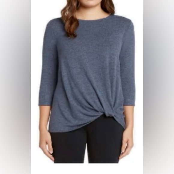MATTY M Denim Blue Knotted Sweater, Size Large - Picture 1 of 5